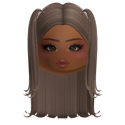 Cute Preppy Twintails w/ Makeup Face (Milktea) Roblox item