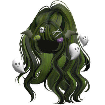 Green&Black Halloween Hairclips Wavy Half Down