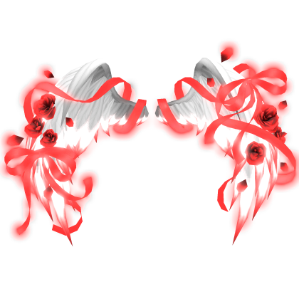 🎀 Glow Rose Petal Angel Wings Ribbons Bows Red