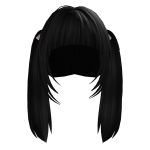  ♡ cutesy black pigtails w pink bows