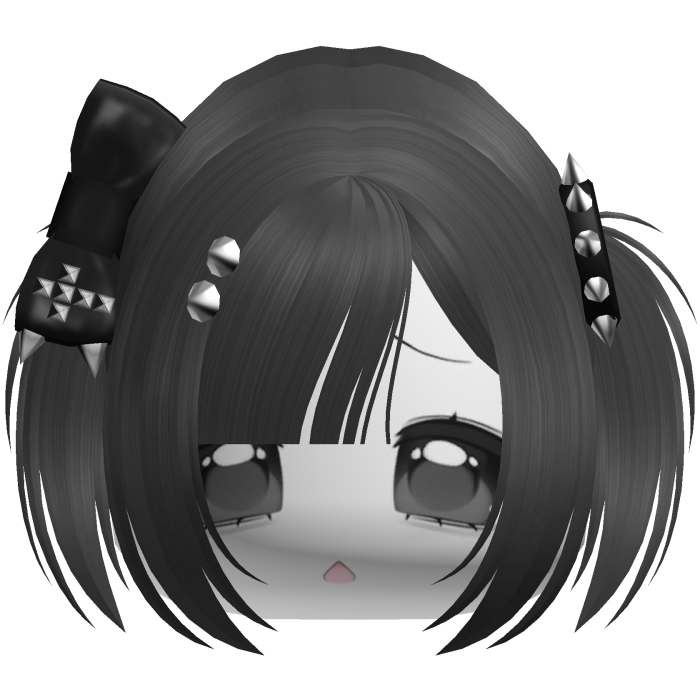 Emo Moe Grey Baby Pigtails /w Bow & Studs