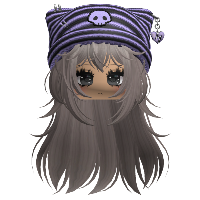 Emo Kawaii Skull Beanie W/ Wolfcut Ash V6