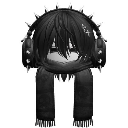 Boy Hair&Emo Headphones&Scarf Black V2