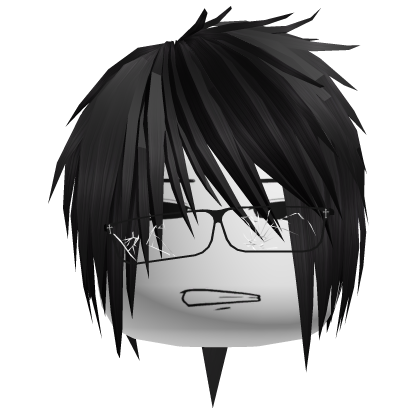 nerdy emo black hair w broken glasses Roblox item