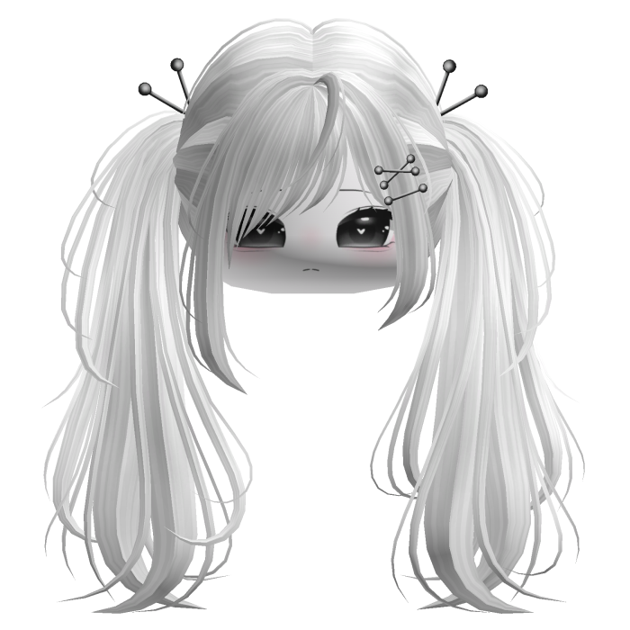 White Y2K Emo Punk Pigtails w/ Pins