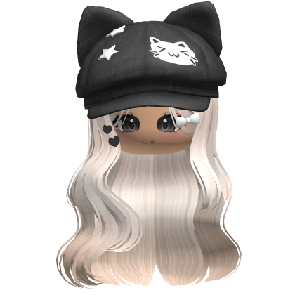 Beige Kitty Ears Cap Wavy Hair