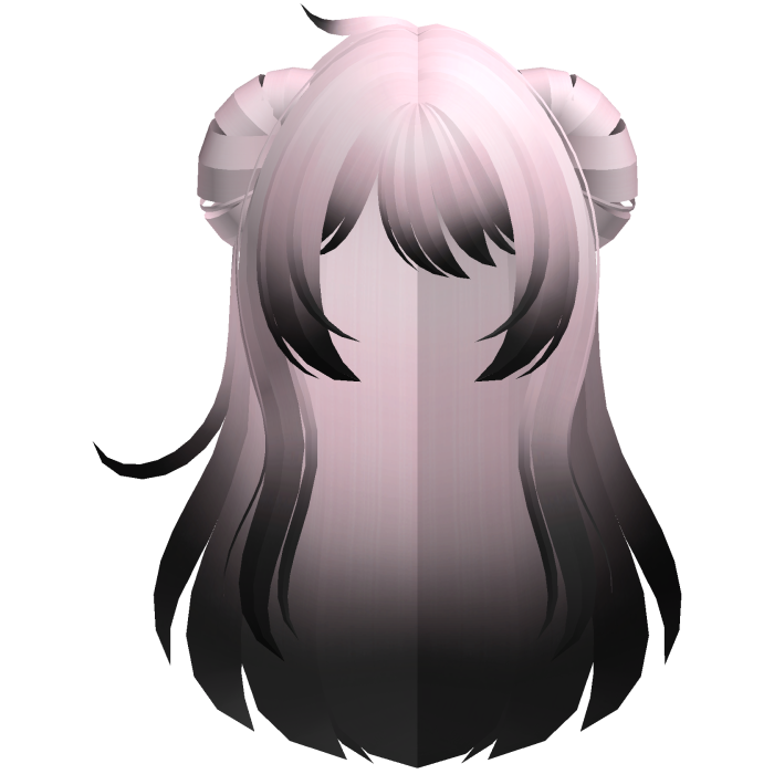 fluffy anime messy buns long hair pink black