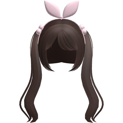brown cute pigtails w bunny ears hair bow