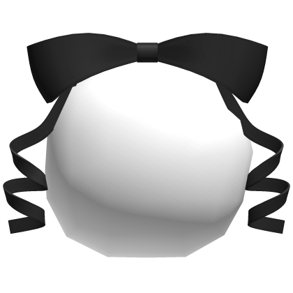 ♡ cute bunny tail with curly ribbons bow black Roblox item