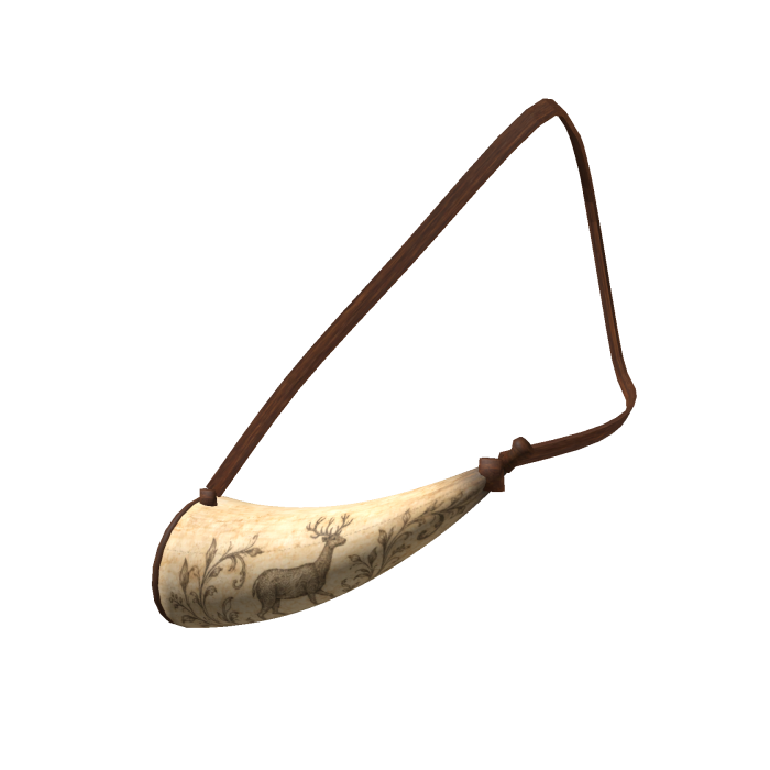 Colonial Powder Horn - Engraved Stag 