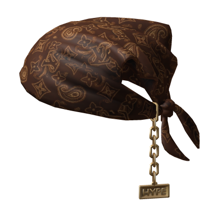 Tied LV Brown Baddie Bandana with Gold Chain 