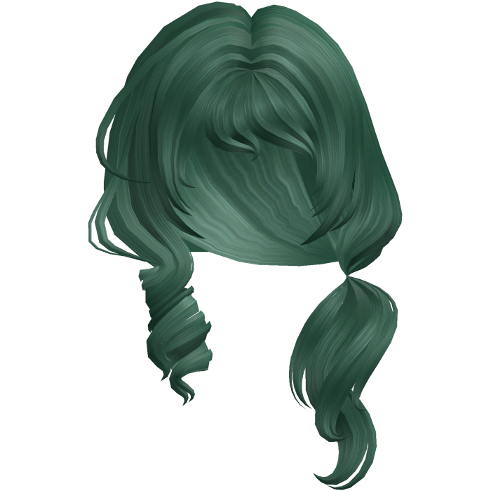 Soft Swirly Curled Side Ponytail (Green)