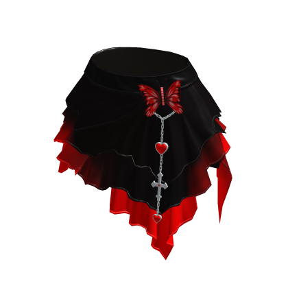 ✧♡✧ Red And Black Butterfly Crystal Skirt