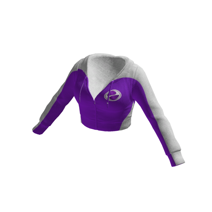 Two-Tone White & Purple Cropped Hoodie