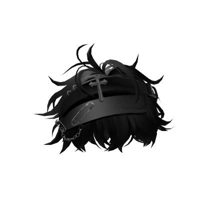 Black Messy Hair w/ Y2k Punk Visor Roblox item
