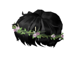 🍀Black Messy Hair Cut with Flower Crown