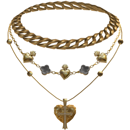 Chunky Grey Cuban Jesus Cross Layered Set