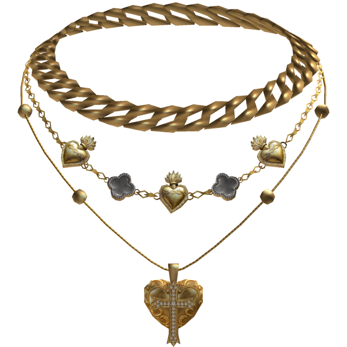 Chunky Grey Cuban Jesus Cross Layered Set