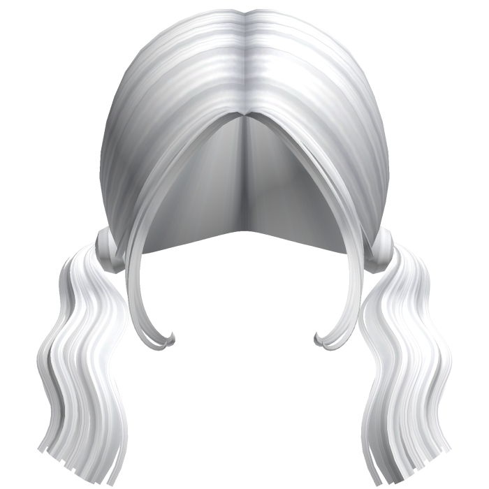 -',ৎ Short Wavy Pigtails in White