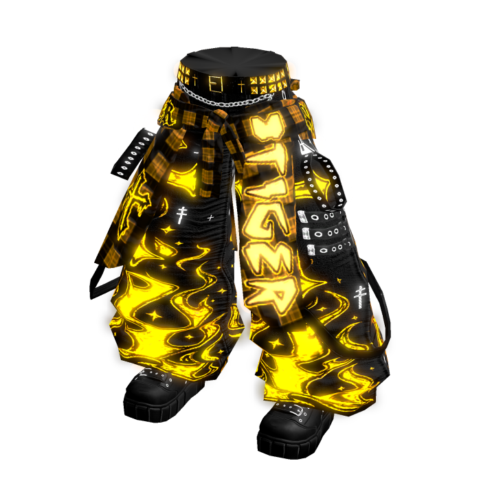 🔆 Yellow and Black Cyber Baggy Jeans [Emissive]
