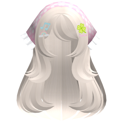 ♡ kawaii pastel long hair w pink headkerchief