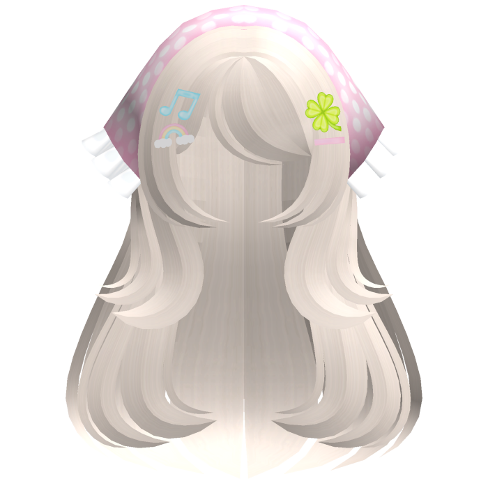 ♡ kawaii pastel long hair w pink headkerchief