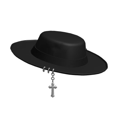 V2] Black Pierced Wide Brim Hat - Roblox