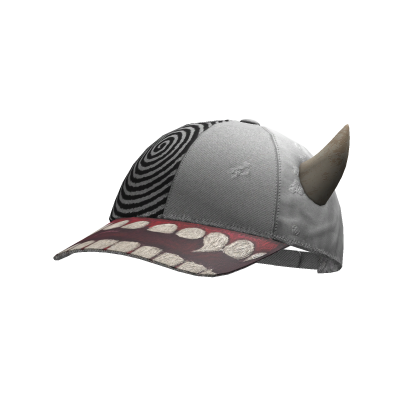 White Distressed Spiral Monster Cap With Horn Roblox item