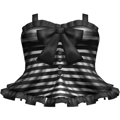 gothic striped ruffle dress in black & white Roblox item