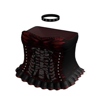 Emo Rhinestone Skeleton Dress in Red & Black