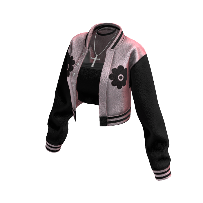 Cropped Bomber Jacket (Pink Black)