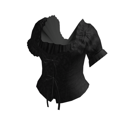Floral Puff Sleeve Top with Ties (Black)