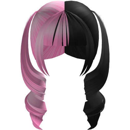 pink & black split dye sweet curly twintails Roblox item