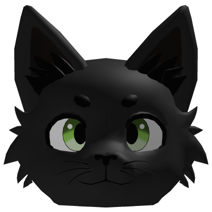 Black Cat Head Kemono Furry - Green Eyes