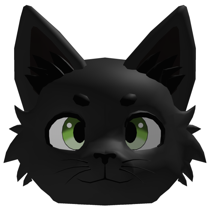 Black Cat Head Kemono Furry - Green Eyes