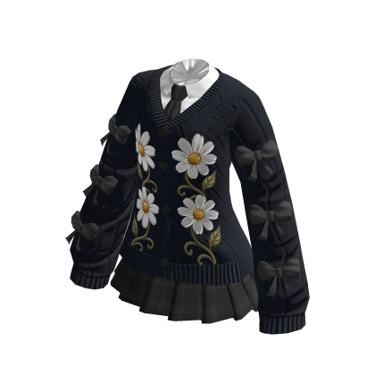 Navy & Grey Uniform Dress Preppy Floral Daisy