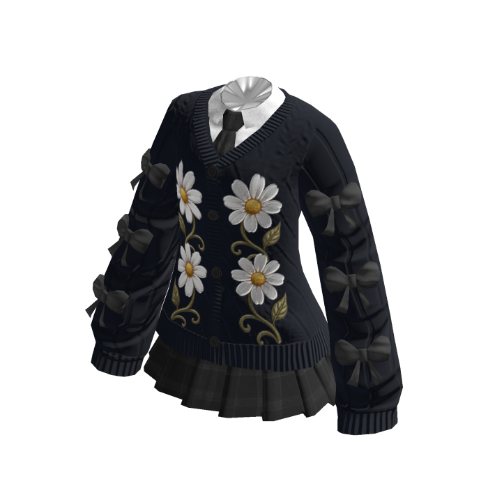 Navy & Grey Uniform Dress Preppy Floral Daisy