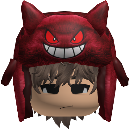 Red Monster Ushanka w/ Emo Boy Face y2k Hair