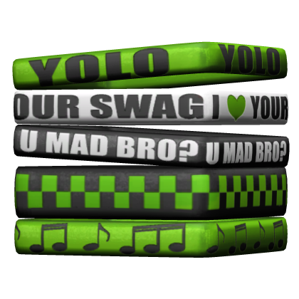 R6 Green Scene Emo Y2K Rubber Bands Bracelet Set 