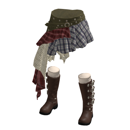 Y2K Patchwork Skirt and Boots Roblox catalog item