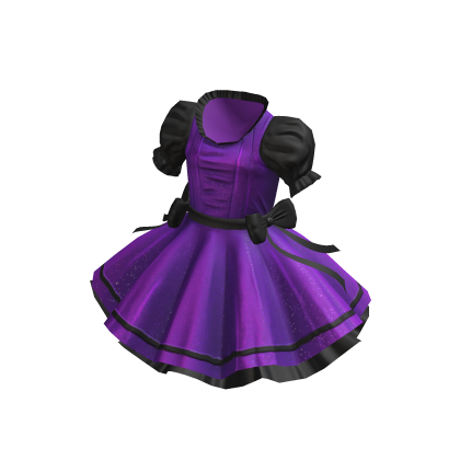 Lovely Ruffled Frilly Dress - Purple Black thumbnail