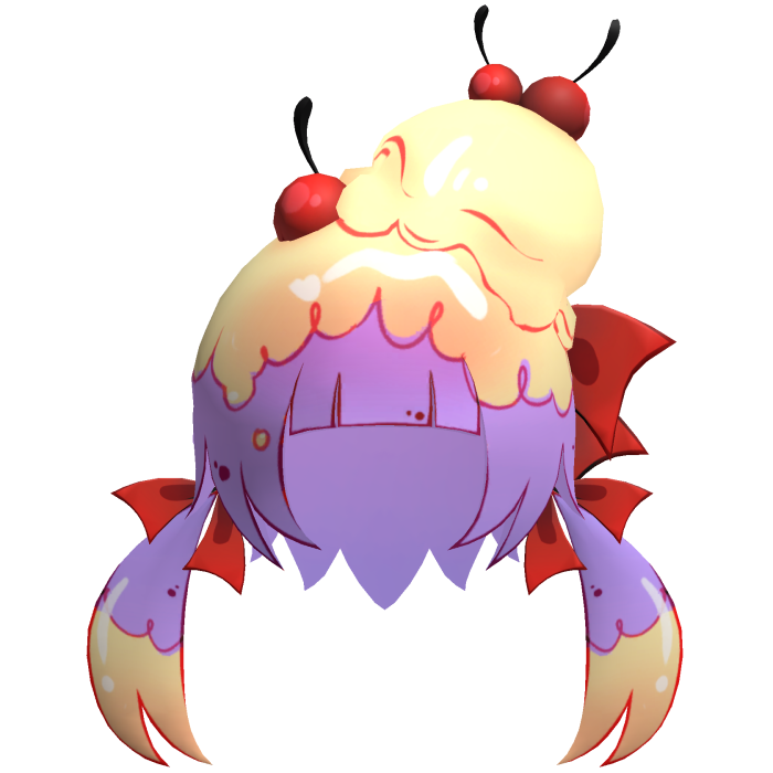 Toon Lowpoly Ice Cream Sunday Girl Hair