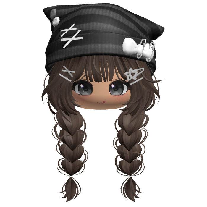 🍀Cute Girl Braided w/Cat Beanie(Brown&Black)
