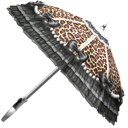 Hime Gyaru Leopard Ruffle Bow Parasol Black 