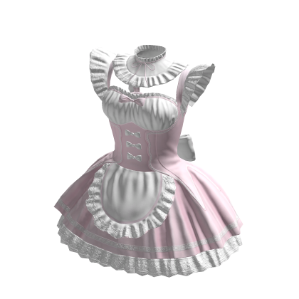 Maid Dress Pink Pastel Classic Anime Ruffle Ribbon Roblox catalog item