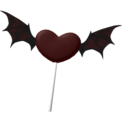 ,, 🖤. red heart bat wing lollipop