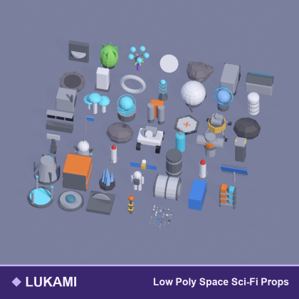 Low Poly Space Sci-Fi Props Pack x46