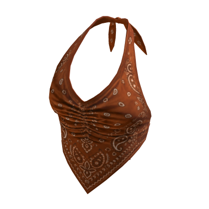 Paisley Halter Top with Pointed Hem (Rust)