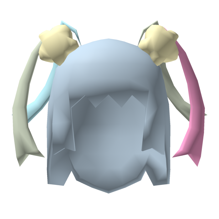 Low Poly Starry Ribbon Pigtails Blue