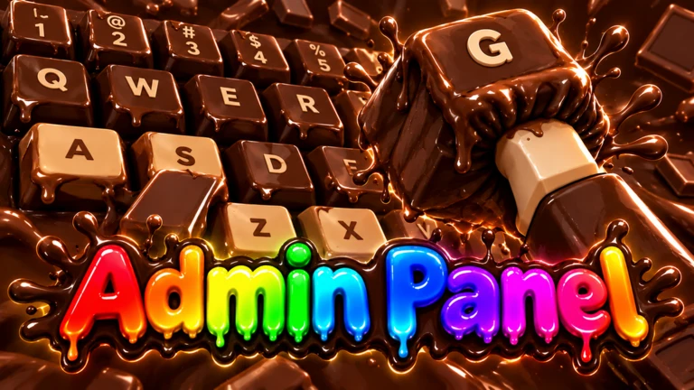 ภาพโปรโมตมือกดปุ่ม G บนคีย์บอร์ดสีน้ำตาลและคำ Admin Panel ไม่ใช่คู่มือปุ่มบังคับหรือคำสั่ง